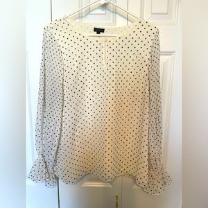 Talbots large black and white blouse.